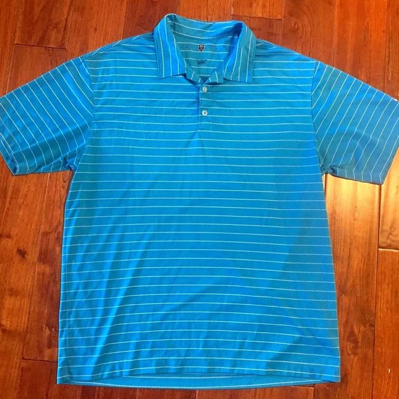 Nike Golf Turquoise Blue White Striped Men's Classic Polo Shirt Size XL silky - Picture 2 of 10